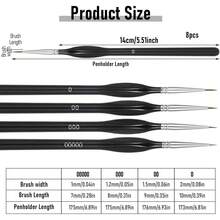 New 8Pcs Detailing Paint Brush Set, Miniature Paint BrushSet For Fine Detail Painting, Fine Brush Small Painting Brushfor Art, Crafts, Acrylic, Watercolor, Oil, Model, Face - Image Color - View 2