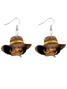 1 Pair Of Elegant And Sexy Women's Pendant Earrings, Acrylic Printed Design, Stainless Steel Ear Hooks, Lightweight And Stylish, Suitable For Everyday Wear, Parties, Celebrations, Holiday Gifts, Christmas And Other Occasions. - B - 查看 9