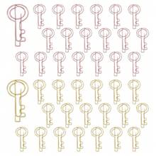 40pcs Key Shape Paper Clips With Clear Box, Rose Gold And Yellow Gold, Funny Cute Paperclips Bookmarks Planner Clips For Fun Office Supplies Schoolsss Gifts Wedding Decoration - 鑰匙40件 - 查看 1