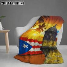 Puerto Rican Themed Flannel Blanket - Vibrant Cultural Prints With Flags, Symbols & Puerto Rico Text - Soft Warm Travel Digital Print,Suitable For All Seasons,      Washable And Machine-Washable, Lightweight, Breathable, Comfortable, Warm,  Unique, 280gsm For Him And Her, Perfect For Naps, Camping, Travel, Family, Daily Life, Office Decoration, Birthday Anniversaries, Valentine's Day, Thanksgiving, Christmas, Halloween, Mother's Day, Father's Day, Wedding,   New Year Gifts Provide Personalized Ideal Gifts For Her, Him, Family Members, Boyfriends,  Girlfriends, Fathers, Family Members, Mothers, Lovers,   Daughters, Sons,   Grandfathers, Grandmothers,     Friends, Classmates And Pets.     Sofa,Bed,Car,Bedroom,Living Room,Office,  Outdoor Camping, Beach,Wall Decoration - 多色10 - 查看 2