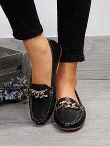 Damen Slip-On Lässig Loafers, weiche Sohle, rutschfeste Flache Schuhe für Outdoor, leicht & bequem für Arbeit/Alltag, ideal für Müttel mittleren Alters - 516-2 (Schwarz) - Übersicht 6