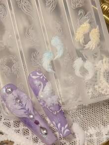 1pc Nail Art Mold, Swan Wing, Bow Arrow, Star, Heart Shaped 3D Nail Jewelry Accessories, Transparent Silicone Mold