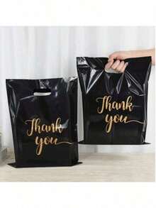10/50/100 sztuk eleganckich torebek na prezenty z napisem "Dziękuję", wielokrotnego użytku, płaskich toreb papierowych, odpowiednich na wesela, przyjęcia, prezenty urodzinowe, do przechowywania biżuterii i kosmetyków. Idealne do sklepów detalicznych, butików, na przyjęcia, imprezy firmowe, urodziny, święta, Boże Narodzenie i Walentynki. - Różowy - Zobacz 5