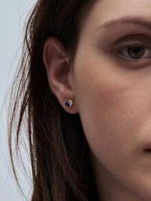 Custom Heart-Shaped Birthstone Earrings, Everyday Stud Earrings, Wedding Earrings, Bridal Earrings, Mother's Gift, Christmas Gift For Women - Multicolor - View 6