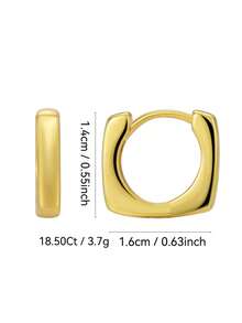Charm-In Pendientes de aro chapados en oro (disponibles en estilo concha colgante / ola texturizada / cuadrado minimalista) - Joyería de moda, adecuada para uso diario, playa, fiesta, gran regalo para mujeres - Dorado - Ver 11