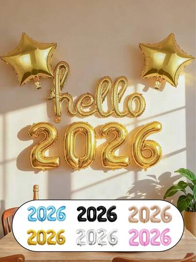 1 Set 2026 Gold Foil Number Balloons, 40 Inch Number Balloons, Suitable For 2026 New Year's Eve Party Supplies, Graduation Ceremony Decorations, 2026 Birthday Party (Blue, Black, Caramel, Gold, Silver, Pink)