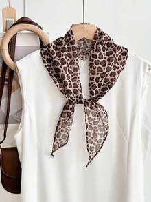 女士菱形真丝围巾，轻盈柔软，不规则设计，休闲时尚，日常多功能系带腰带手提包，女士颈部夏季外出礼物 - 彩色 - 查看 1