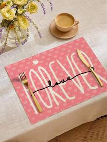 1pc/4pcs/6pcs/60pcs Valentine's Day Polyester Decorative Placemats, Pink Heart, Car, Balloon Placemats, Stain-Resistant, Suitable For Home, Restaurant, Dining Table Decor, Housewarming, Birthday Gifts - Multicolor - View 4