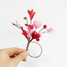Valentine's Day Heart Napkin Rings Rromantic Simulated Floral Napkin Holders For Dining Table Wedding Party Home Decor - Pink - View 3
