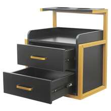 FOGGBET Wall Mounted Salon Storage Organizer, Stylist Storage Beauty Station With 2 Drawers & 1 Open Shelf & Hairdryer Stand Salon Wall Cabinet For Spa Barber Store Salon - Gold, Black - View 4
