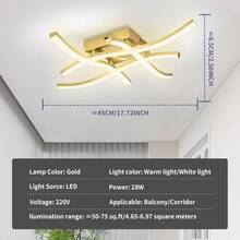 XINGOO 1pc Modern Minimalist Home Lighting LED Strip, Gold/White Luxury Ceiling Light Fixture, Suitable For Living Room/Bedroom/Dining Room/Hallway/Balcony, 6000K Cool White/3000K Warm White, 220V (Warning: Not Compatible With 110V) - Gold - View 13