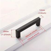 1pc/4pcs Black Square Cabinet Handles, Stainless Steel Furniture Hardware Kitchen Cupboard Door Drawer Pulls - Black - View 6