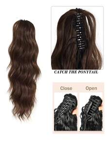 Claw Clip Drawstring Ponytail Extensions, Wavy Curly Fake Ponytail, Human Hair Clip-In Ponytail Wig, Easy To Create Fluffy Natural Hairstyle, Ideal For Daily Styling And Party Occasions - S4 - View 16