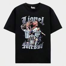 Lionel T-Shirt _ Argentina _ Soccer _ World Cup _ Oversized - 黑色 - 查看 1