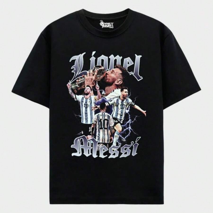 Lionel T-Shirt _ Argentina _ Soccer _ World Cup _ Oversized - 黑色 - 查看 1