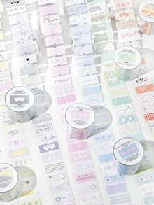 1 Roll Showa Monologue Cloud Series Die-Cut Tape, Cute Ins Style Scrapbooking Material, Memo Pad DIY Sticker - Multicolor - View 1