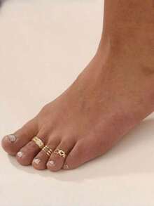 3pcs Heart & Star Shaped Anklets, Vacation Beach Summer Date Gift Casual Party Accessory - 樣式 1 - 查看 5