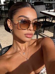1pc Women's Aviator Frame Classic Fashion Y2K Style, Suitable For Outdoor Daily Driving, Camping, Music Festivals And Other Occasions - Multicolor - View 3