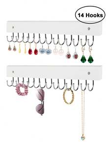 壁挂式项链挂钩 首饰展示架 木质自粘式手镯戒指收纳挂钩 - 彩色 - 查看 7