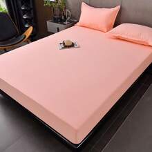 1pc Excellent TPU Waterproof Fitted Sheet, Simple TPU Polyester Fiber, Rectangular, Waterproof, Anti-Slip, Single Piece Bedsheet, Suitable For All Seasons - Watermelon Pink - View 4