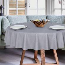 1OO% Waterproof Round PVC Tablecloth - 54 Inch - Oil Proof Spill Proof Vinyl Table Cloth, Wipe Clean Table Cover For Dining Tables, Buffet Parties And Camping, Grey - Grey54inchRound - View 3