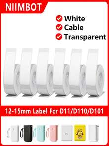 Niimbot 白色/电缆/圆形/透明热敏标签贴纸，防水防紫外线纸，适用于 D11 D110 迷你打印机标签机 - 彩色 - 查看 2