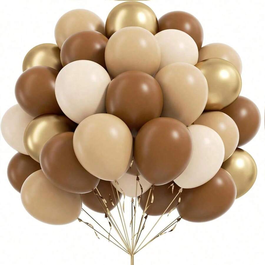 20/40 pièces Ensemble de ballons marron et or de 10 pouces, beige vintage, tons de peau et or métallique, convient pour la rentrée scolaire, anniversaire, mariage, décoration intérieure/extérieure, baby shower, décoration de ballons, fête de ballons, toile de fond photo, décoration nature morte au printemps et en automne - Multicolore - Voir 1