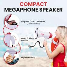 Megáfono Altavoz Portátil Sirena Integrada, Grabación. con Alcance de 730 MTS Compacto 30W Ideal para Animadoras, Futbol, Deportes, Uso Policial,38939174 - Multicolor - Ver 5