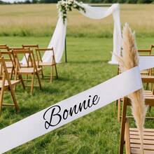 1pc 5cm Wide X 165cm Long Custom Wedding Chair Sash, High-Quality Custom Satin Chair Seat Card, Groomsman & Bridesmaid Reserved Seat Card, Wedding Chair Back Decor Nameplate, Custom Chair Sash - Multicolor - View 7