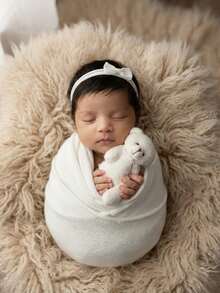 新生儿襁褓，柔软弹力针织毯，手工制作，适合男宝宝和女宝宝拍照，新生儿摄影道具，婴儿派对礼物，复活节礼物，婴儿用品