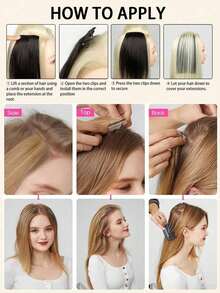 10inch Thick Hair Piece Clip In Hair Extensions Adding Hair Volume Fluffy Invisible Hairpin Hairpiece Blended Human Hair Short Straight Hair Piece For Thinning Hair - Multicolor - View 8