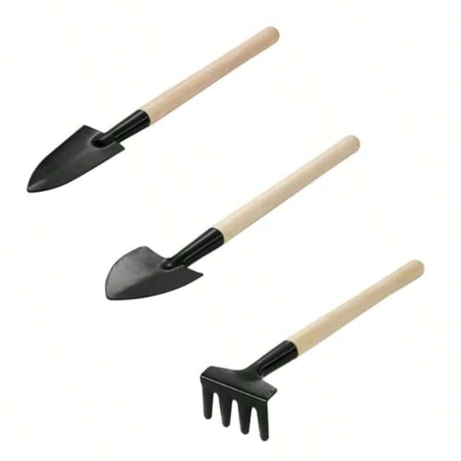 3Pcs Useful Plant Shovel Rake Home Tiny Miniature Planting Tools Ergonomic Handle Mini Garden Tools Set For Small Flower Garden - Black - View 1