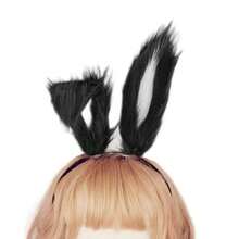 Cute Rabbit Ears Headband Long Furry Dog Ears Animal Cosplay Headband (Black White) - ĐenTrắng - Xem 5