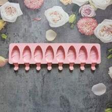 1个硅胶冰淇淋模具，带有8个独特的螺旋水滴形凹槽，非常适合DIY冰淇淋和冰棒制作，冰棒模具，易于脱模，可重复使用，冰格，冰块模具，软冰块模具，冰块模具 - 彩色 - 查看 8