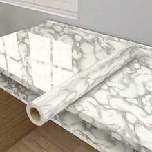 Glossy Marble/Granite Gray/White Wallpaper, Peel And Stick, Self-Adhesive And Removable, Waterproof Countertop Wallpaper, Suitable For Kitchen Cabinets, Countertops, And Furniture,Wallpaper Peel And Stick,Wall Paper(Styles Will Be Shipped Randomly.) - Multicolor - View 8