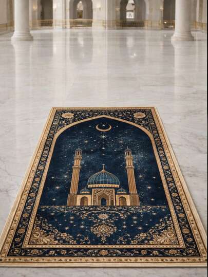 热销产品：便携式祈祷垫 - 尺寸 43*30 英寸，可折叠旅行祈祷垫，深蓝色，100% 涤纶，可机洗，适合室内/室外使用，是朝圣、居家、办公、清真寺等场所的理想之选 - 小巧便携，饰有几何图案，经久耐用