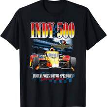 Indys 500 Indianapolis Motor Speedways Distressed Retro Poster T-Shirt - Black - View 1