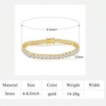 MDFUN 18K White Gold/Yellow Gold Plated Cubic Zirconia Tennis Bracelet, 5mm Cubic Zirconia Pendant Bracelet, Unisex - Gold - View 13