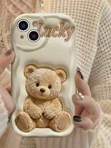 奶油色图案彩绘防摔卡通手机壳，兼容、红米系列 - 彩色 - 查看 2