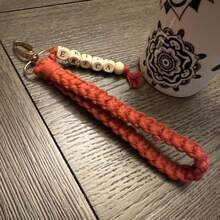 [Custom] 1pc Bohemian Style Personalized Keychain Bracelet, Bridesmaid Gift, Woven Bracelet Keychain, Bridesmaid Gift Box, Valentine's Day Gift
