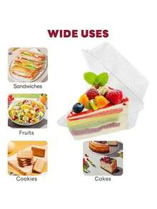 20个透明三角形塑料盒，适用于糕点、蛋糕、三明治、烘焙食品包装 - 透明 - 查看 4