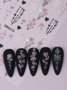 ملصقات أظافر بتصميم قلب حلو ولامع لعيد الحب 3D، قطعتان بتصميمات قلب أسود وأبيض وزهري، وزهرة وورود وشرائط دانتيل، ملصقات لاصقة ذاتيًا بتصميم عيد الحب، مناسبة لتزيين الأظافر في المناسبات والأعياد والزفاف، هدايا للنساء والفتيات - متعدد الألوان - مشاهدة 10