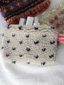 Plush Coin Purse Mini Lipstick Makeup Bag Portable Bluetooth Earphone Storage Pouch Card Holder Wallet - Multicolor - View 6