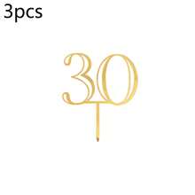 1pc/3pcs/5pcs Gold Acrylic 18th/21st/30th/40th/50th/60th Birthday Cake Topper - Gold - View 11