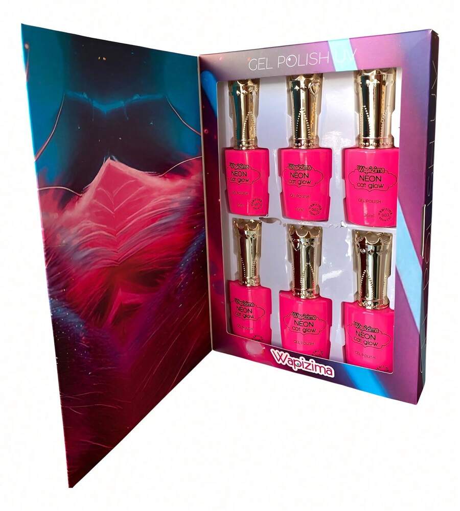 TendenciaSet Range, Wapizima 6pcs Mani & Pedi Ojo de Gato Calidad Premium - Gato de neón brillante - Ver 1