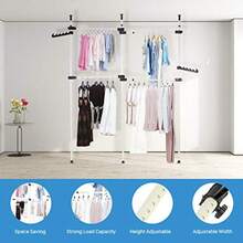 CYPNEjoyous Perchero de Ropa Ajustable de Doble Varilla Acero al Carbono 110"-129.5" Verticalmente 60"-107" Horizontalmente Almohadilla Antideslizante Sin PerforaciónFashion - 223450118 - Ver 4