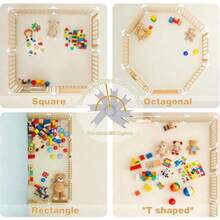 Foldable 63"X63"X24" Wooden Playpen For Babies Boys & Girls, Natural Wood Sturdy & Safety Baby Playard W/ Adjustable Size & Shape For Infant & Toddles, Portable Kids Play Yard Fence Play Pen Includes 2 Game Boards, 10+ Toy Set, Suitable For Indoor Use, Essential For New Moms,Baby Needs,Baby Gate,Newborn Gift - wood-63X63X24inchs - 查看 5