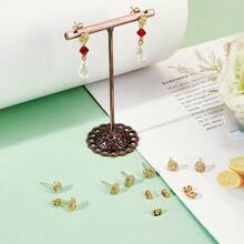 KMEOSCH Rose Shape Brass Stud Earrings Parts With Single Loop For DIY Drop Dangle Earrings 20pcs/24pcs (10pcs/12pcs Studs + 10pcs/12pcs Earring Backs) - Rose Earrings - View 4