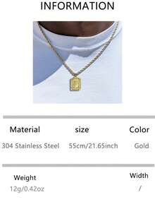 1pc Titanium Steel 26 Initial Letter Necklace, Geometric Hip Hop Style Pendant, Personalized Name Necklace, Suitable For Boyfriend Birthday/Valentine's Day Gift - Yellow Gold - View 13