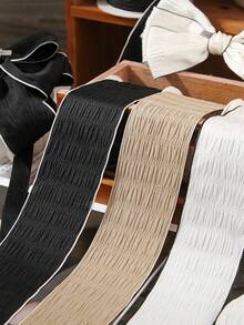 黑白亮面竖条纹丝带，黑白布艺丝带，DIY蝴蝶结，鲜花包装草帽装饰，适用于DIY发夹 - 手工蝴蝶结配件，缝纫和编织用品，缝纫丝带，节日派对礼品包装 - 褶皺款 - 查看 8